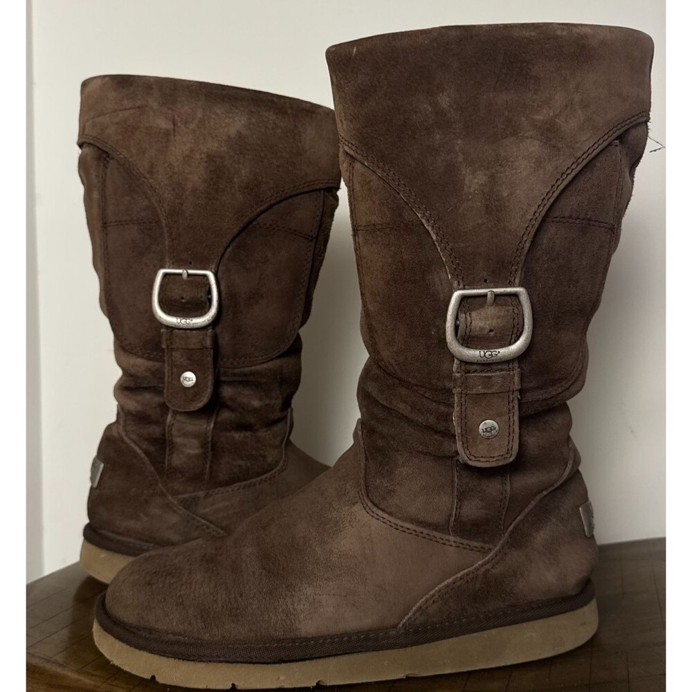 UGG Australia Cargo III Tall Boots Brown Sheepskin Hidden Pocket Women's 9